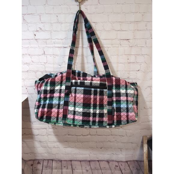 Vera Bradley Tartan Plaid Weekender Travel duffle Bag Blue Black Red Pink Green - Picture 1 of 16